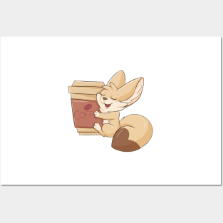 Coffee fennec fox Posters and Art